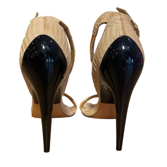 L.A.M.B. Gwen Stefani Beige Orange Leather Heels Ankle Strap Women’s Size 8 - Picture 5 of 8